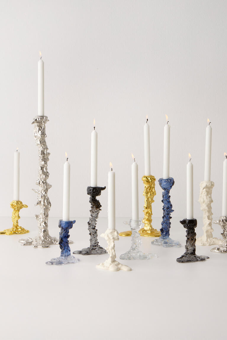 Drip lysestage, XXL - sølvfarvet